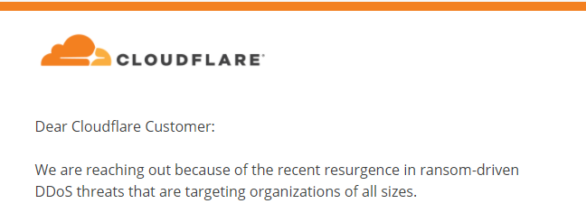 A message from cloudflare about the resurgence of DDoS attacks.